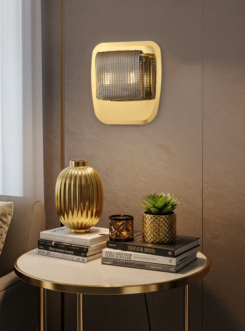 Daisy Cut Smoke Glass Wall Sconce