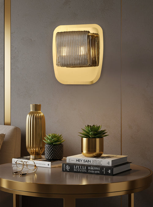 Daisy Cut Smoke Glass Wall Sconce