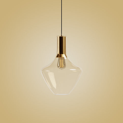 Fungi Beykoz Glass Pendant - Transparent / Brass