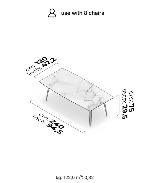 Mesa de cerámica de porcelana