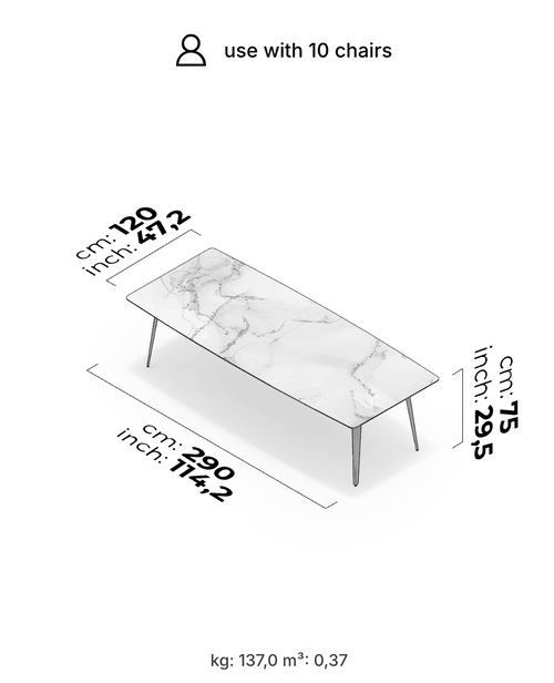 Mesa de cerámica de porcelana