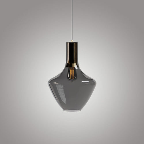 Fungi Beykoz Glass Pendant - Smoke / Brass