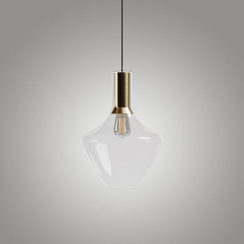 Fungi Beykoz Glass Pendant - Smoke / Brass