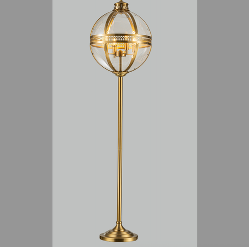 Utah Lantern Floor Lamp - Antique Brass